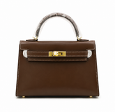 Kelly Sellier 19cm & 22cm & 25cm Ebene Box Calf Leather Gold Hardware & Palladium Hardware Women Handbag