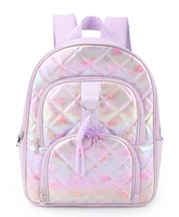Iridescent Quilted Floral Charm Backpack