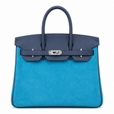 Rare Runaway Birkin 30cm Grizzly Agate Blue Suede Luxury Tote