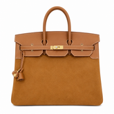 Birkin 40 Retourne in Gold Swift Leather and Suede Grizzly (Gold Hardware)