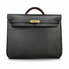 kelly Depeches 36cm Epsom leather 89 Noir black top handcrafted! Counter quality!