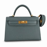 Fully hand-sewn👉Second generation Mini Kelly 19cm imported Epsom leather almond green gold buckle
