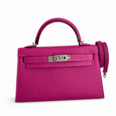 Fully hand-sewn👉Second generation Mini Kelly 19cm imported Epsom leather rose purple silver buckle