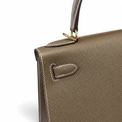kelly28cm, ck18/Etoupe, Epsom, gold, all handmade‼ ️Kelly 28cm, elephant gray, palm print, gold buckle, high-end handmade exclusive customization‼ ️Purely hand-made nails, hand-engraved hardware, fine