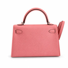 Fully hand-sewn👉Second generation Mini Kelly 19cm imported Epsom leather milkshake powder silver buckle