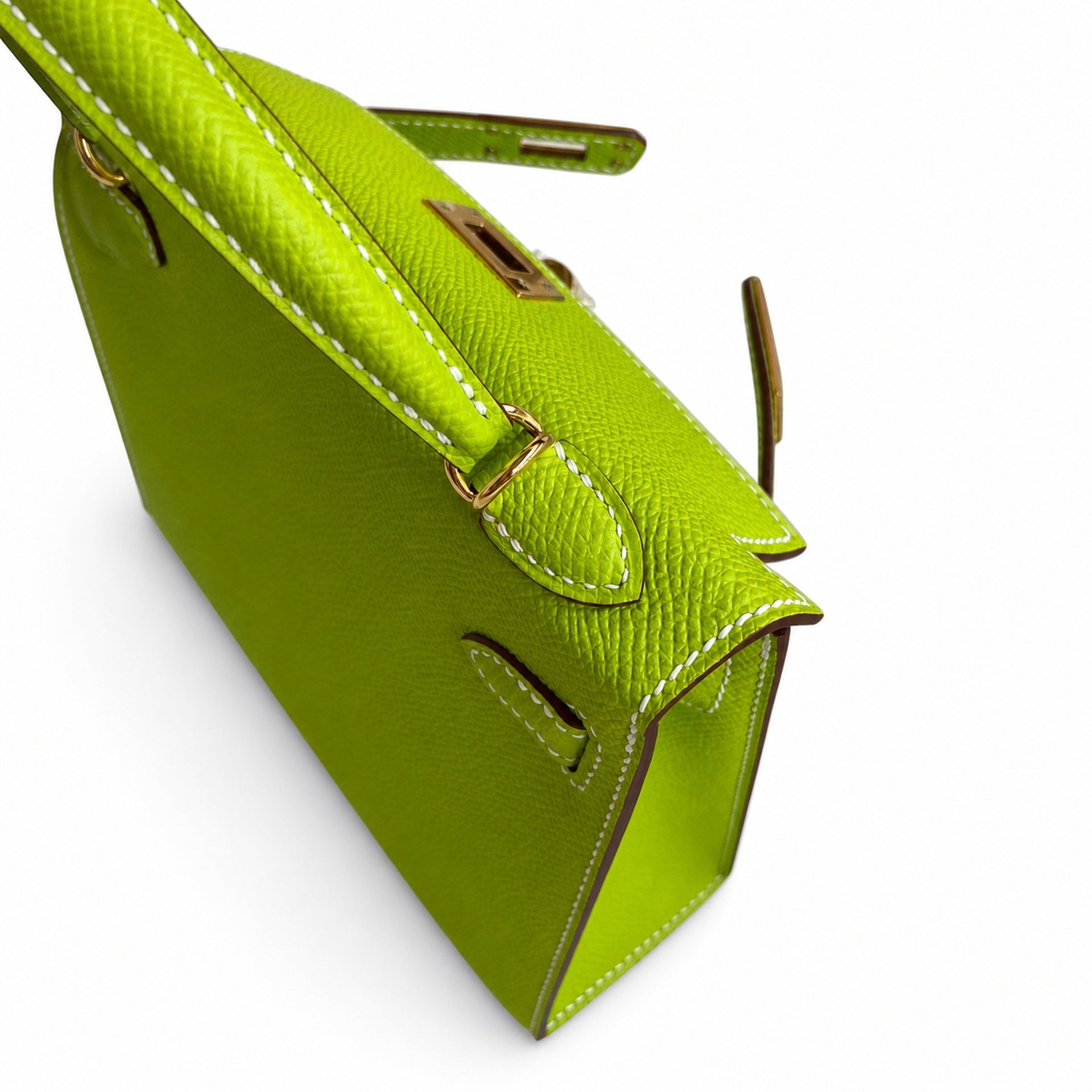 Fully hand-sewn👉Second generation Mini Kelly 19cm imported Epsom leather apple green gold buckle