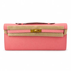 Kelly cut 31 clutch epsom milkshake powder gold buckle in stock